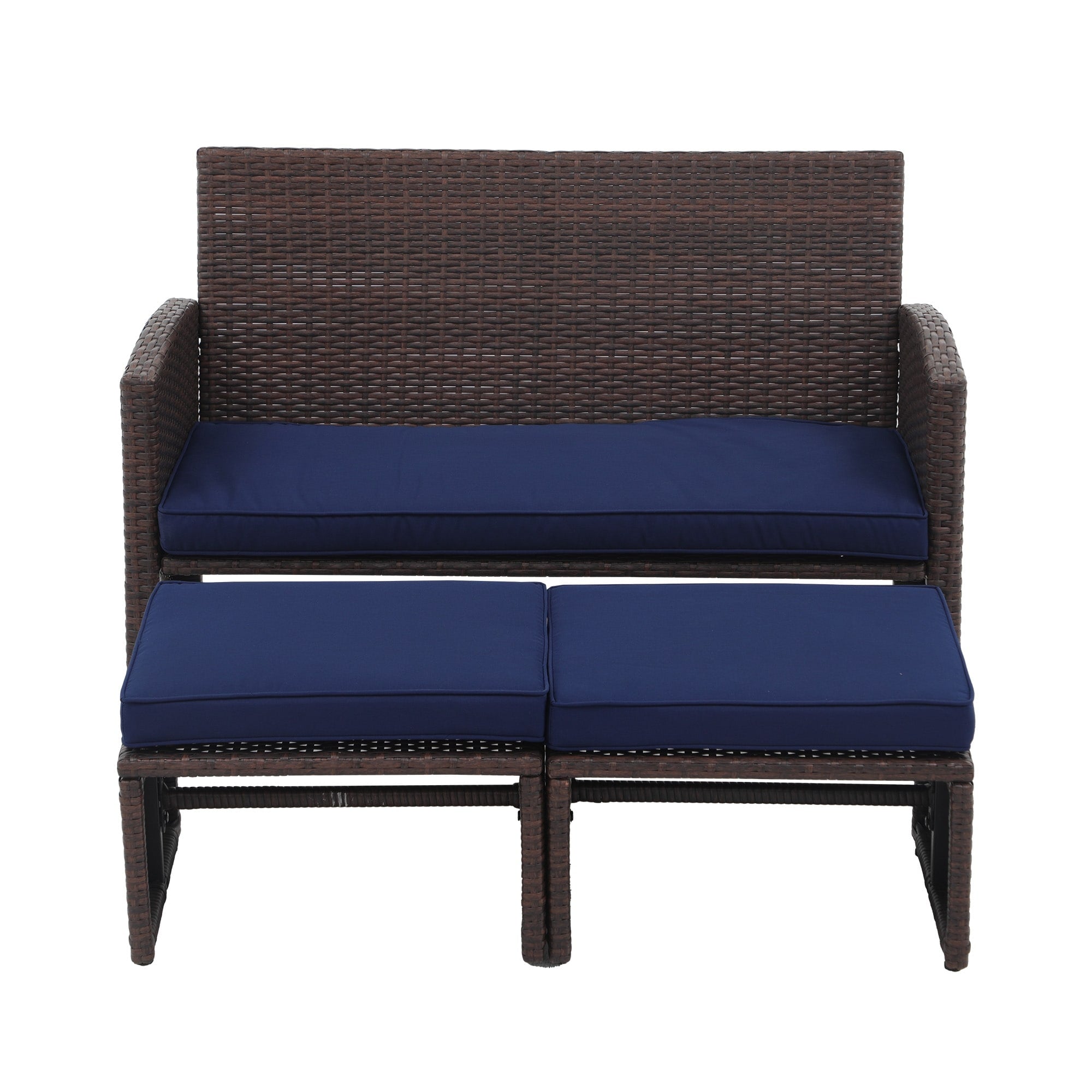 Ensemble de canapés d'extérieur en rotin 3 pièces avec coussins