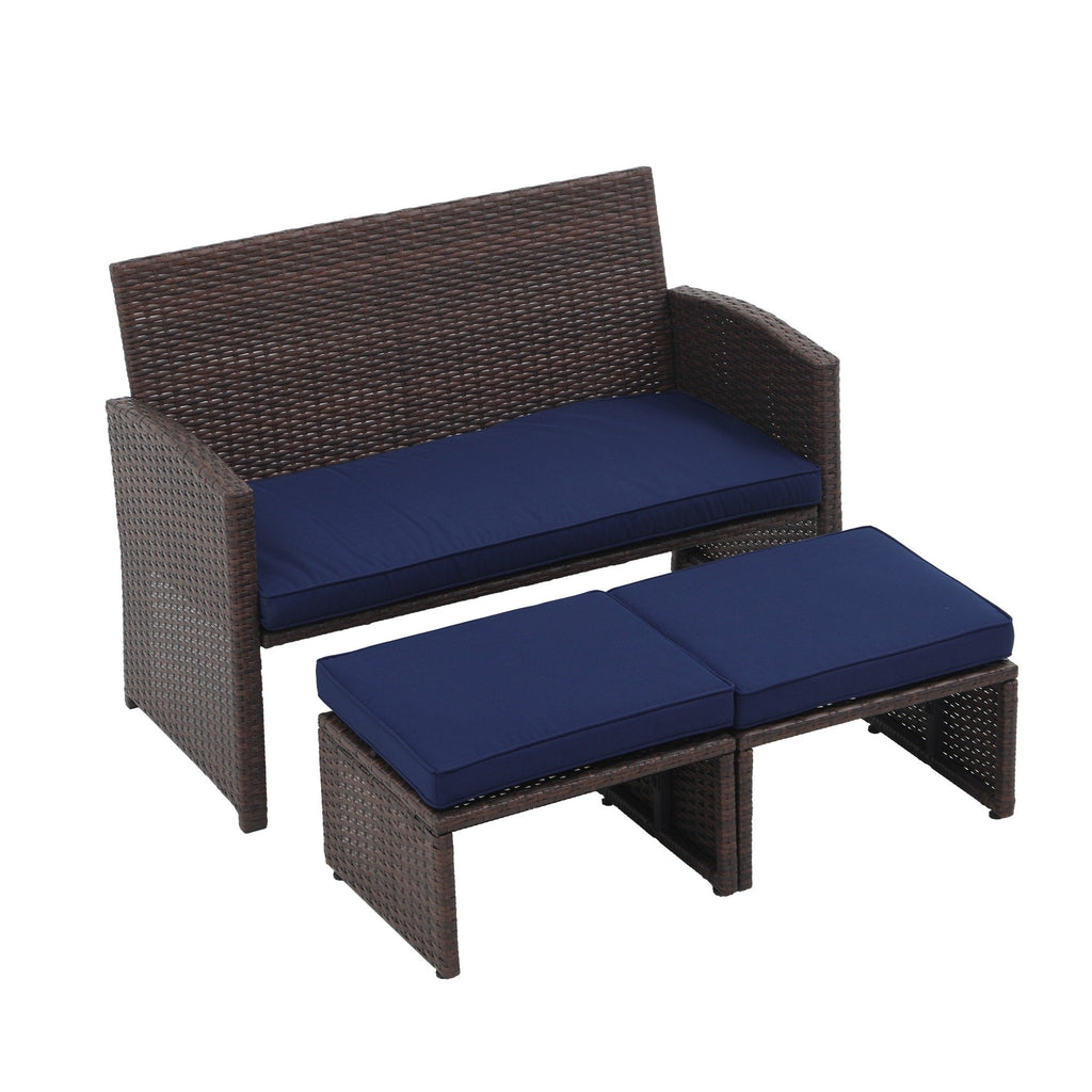Ensemble de canapés d'extérieur en rotin 3 pièces avec coussins