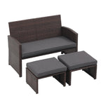 Ensemble de canapés d'extérieur en rotin 3 pièces avec coussins
