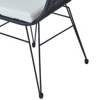 Ensemble de bistrot d'extérieur 3 pièces en rotin et osier avec coussins et table