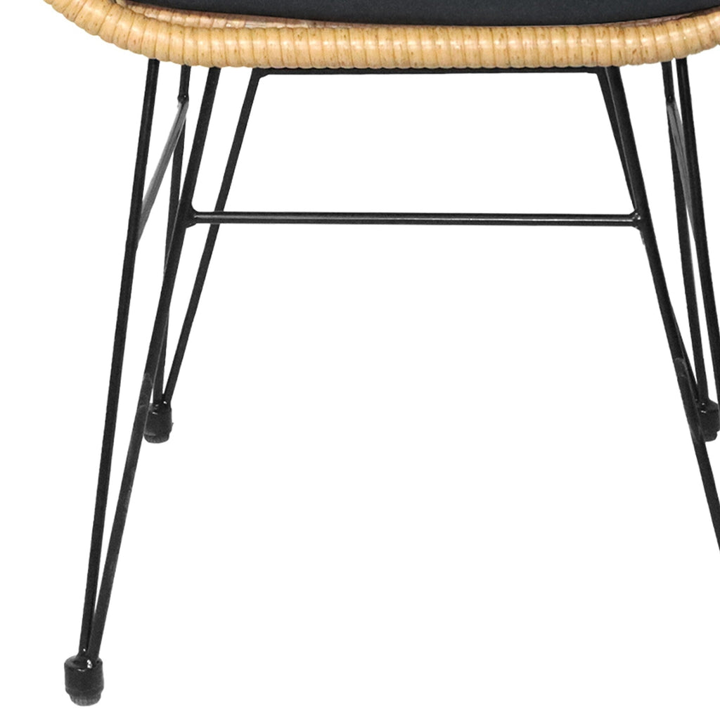 Ensemble de bistrot d'extérieur 3 pièces en rotin et osier avec coussins et table