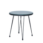 Ensemble de bistrot d'extérieur 3 pièces en rotin et osier avec coussins et table