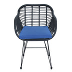 Ensemble de bistrot d'extérieur 3 pièces en rotin et osier avec coussins et table