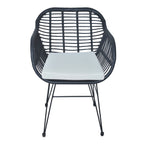 Ensemble de bistrot d'extérieur 3 pièces en rotin et osier avec coussins et table