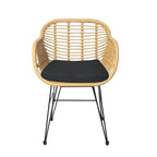 Ensemble de bistrot d'extérieur 3 pièces en rotin et osier avec coussins et table