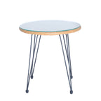 Ensemble de bistrot d'extérieur 3 pièces en rotin et osier avec coussins et table