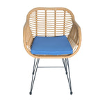 Ensemble de bistrot d'extérieur 3 pièces en rotin et osier avec coussins et table