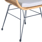 Ensemble de bistrot d'extérieur 3 pièces en rotin et osier avec coussins et table