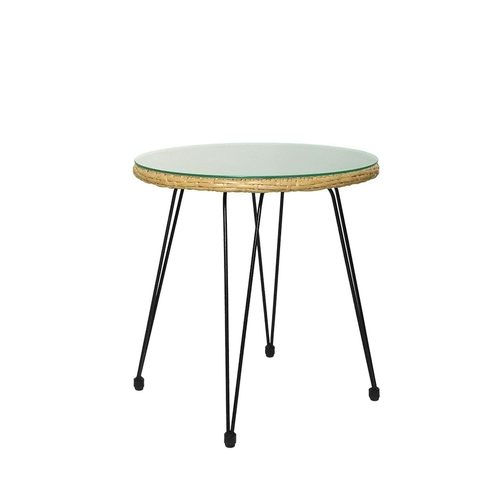 Ensemble de bistrot d'extérieur 3 pièces en rotin et osier avec coussins et table