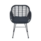 Ensemble de bistrot d'extérieur 3 pièces en rotin et osier avec coussins et table