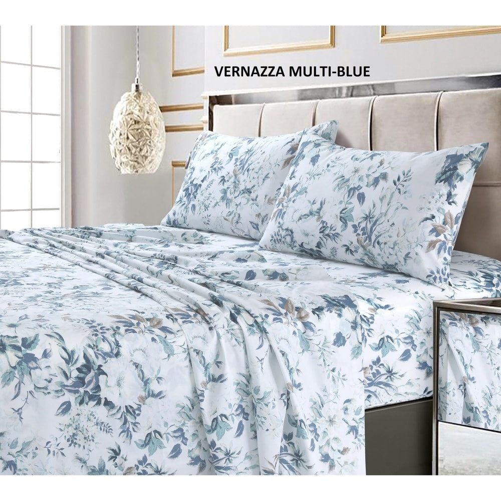 Parure de lit en coton 300 fils ultra-doux imprimé avec poche profonde