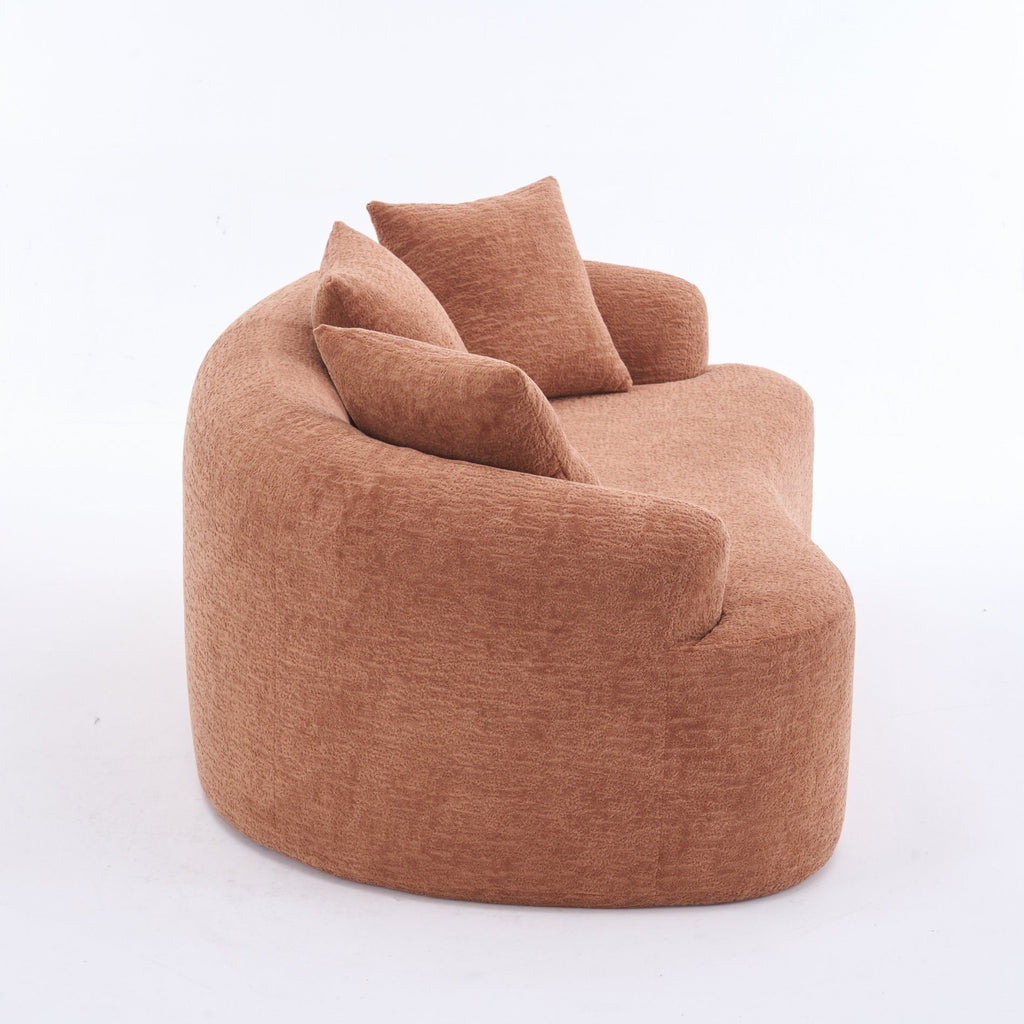 Canapé causeuse compact incurvé sans assemblage en chenille 30D avec éponge de compression complète