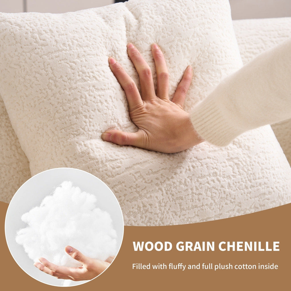 Canapé causeuse compact incurvé sans assemblage en chenille 30D avec éponge de compression complète