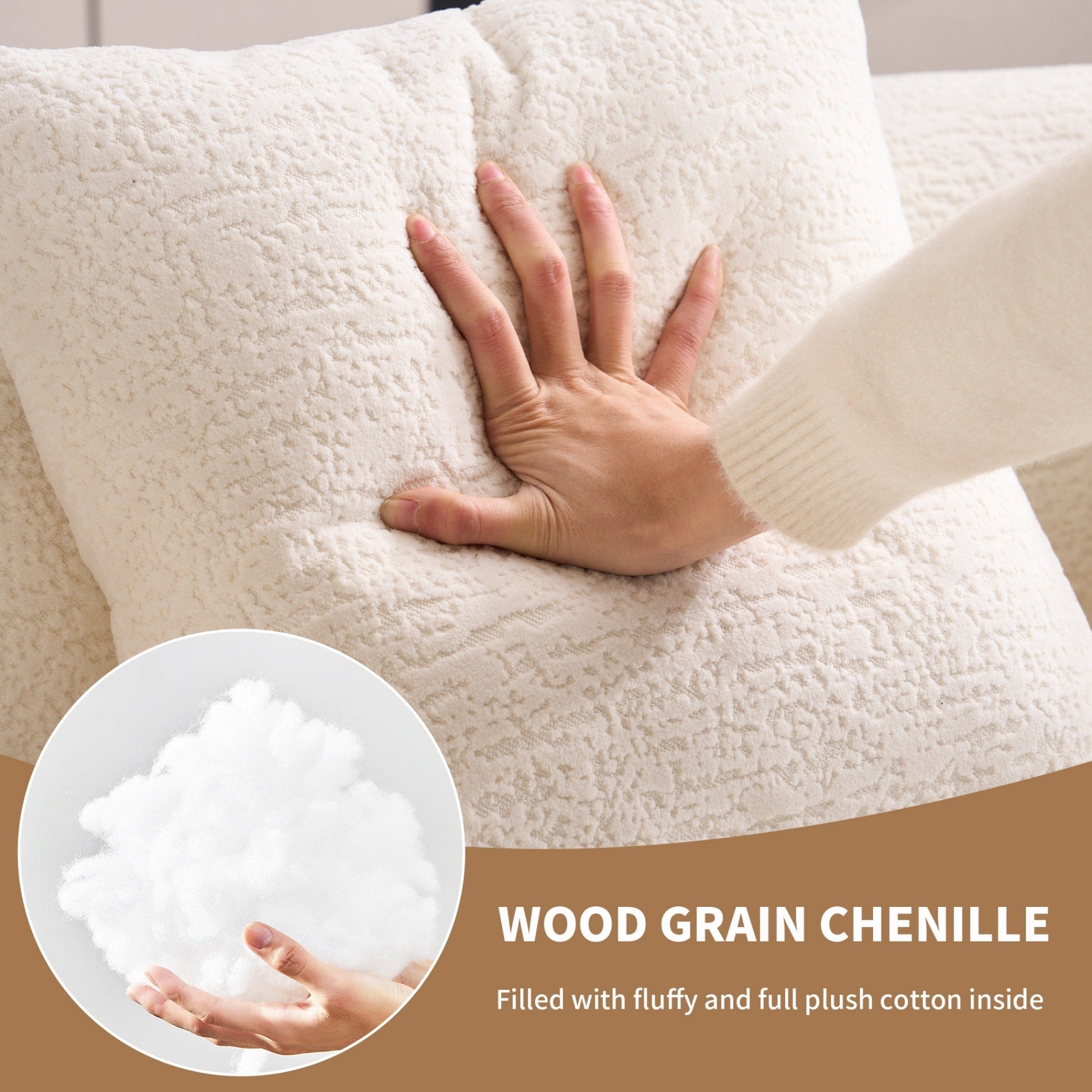 Canapé causeuse compact incurvé sans assemblage en chenille 30D avec éponge de compression complète