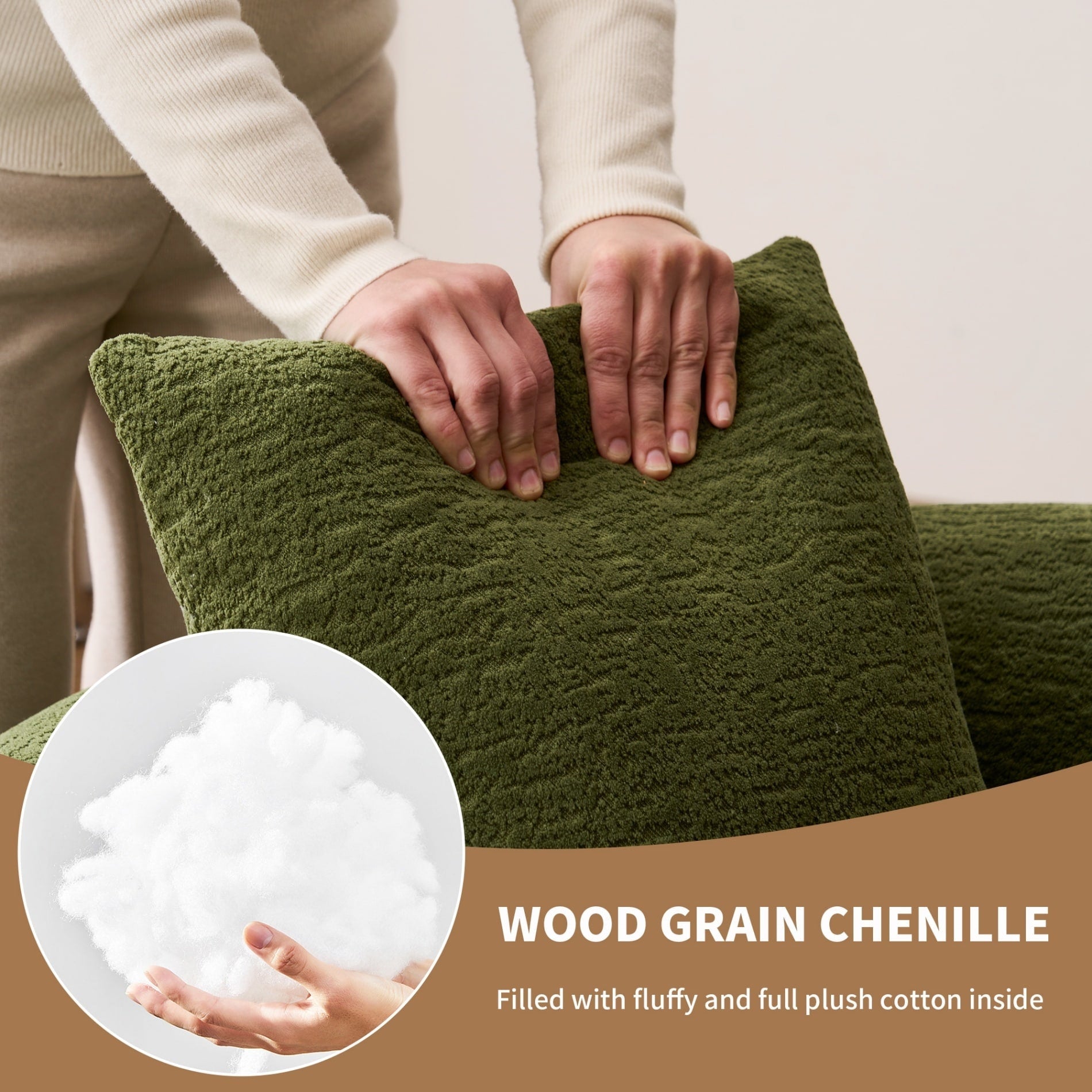 Canapé causeuse compact incurvé sans assemblage en chenille 30D avec éponge de compression complète