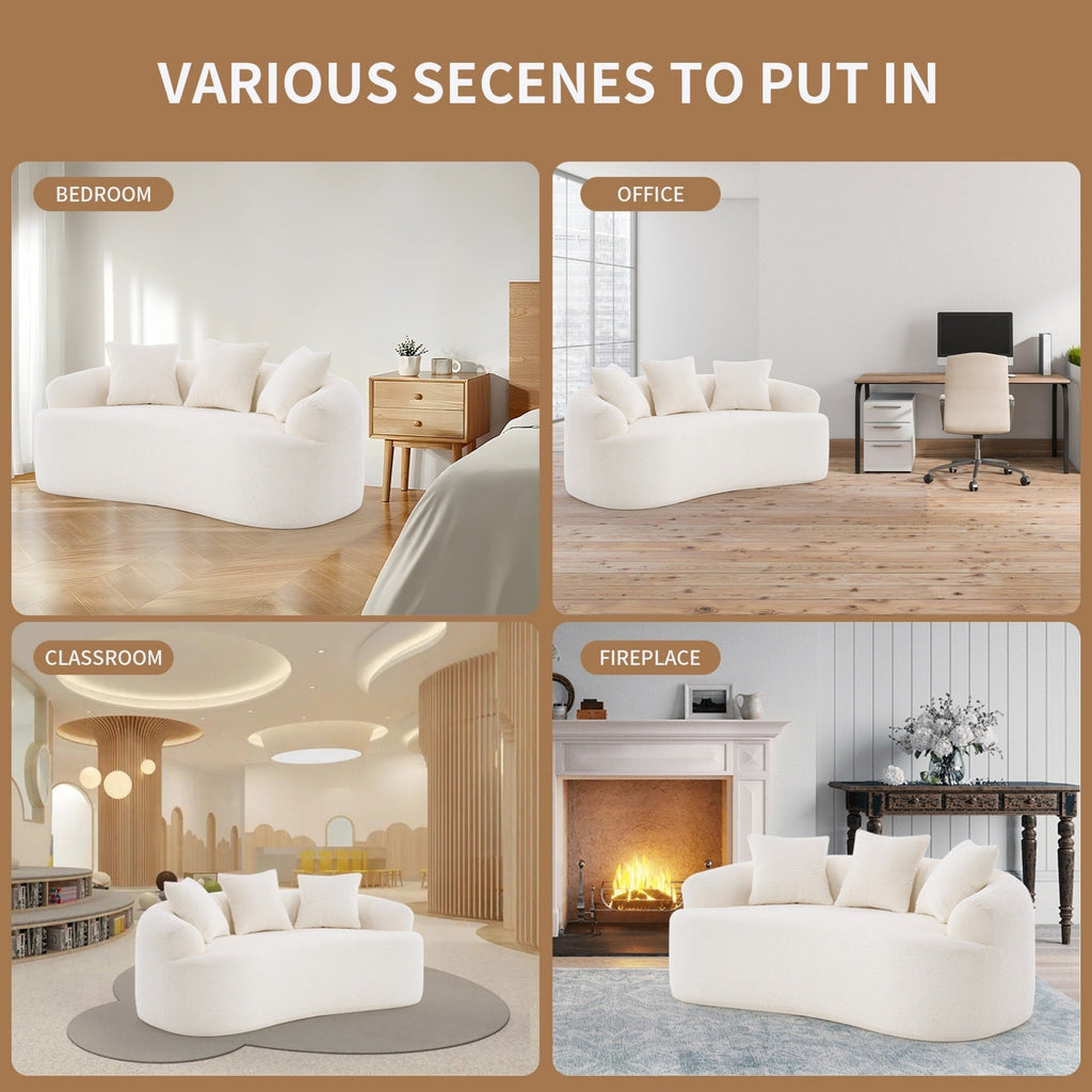 Canapé causeuse compact incurvé sans assemblage en chenille 30D avec éponge de compression complète