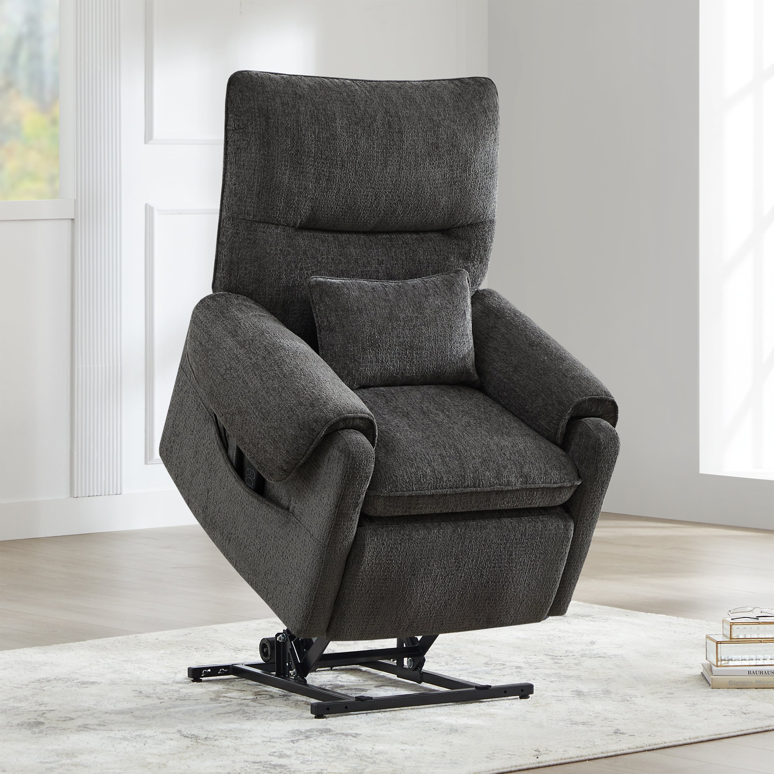 Fauteuil inclinable à assistance électrique 30 po en chenille gris acier