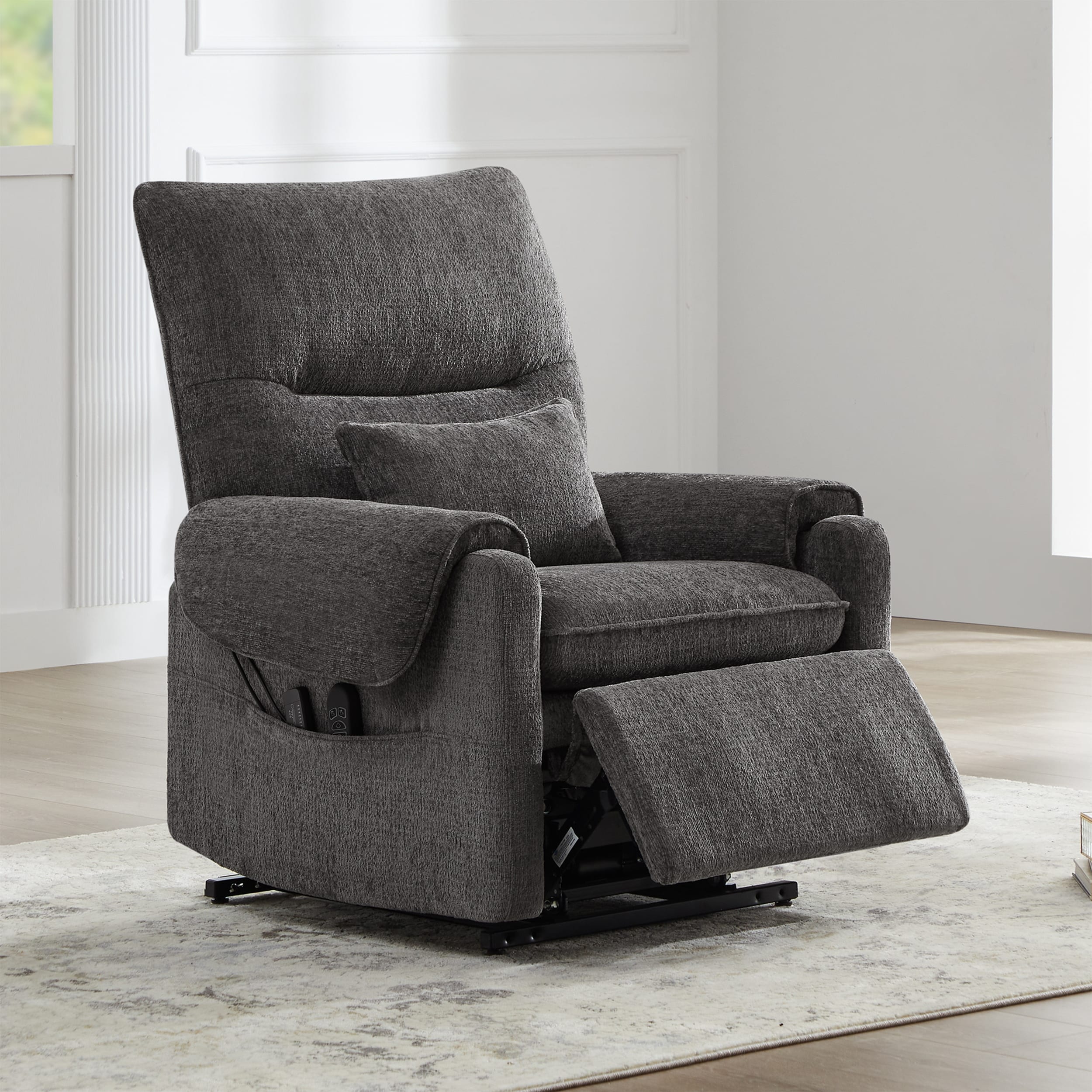Fauteuil inclinable à assistance électrique 30 po en chenille gris acier