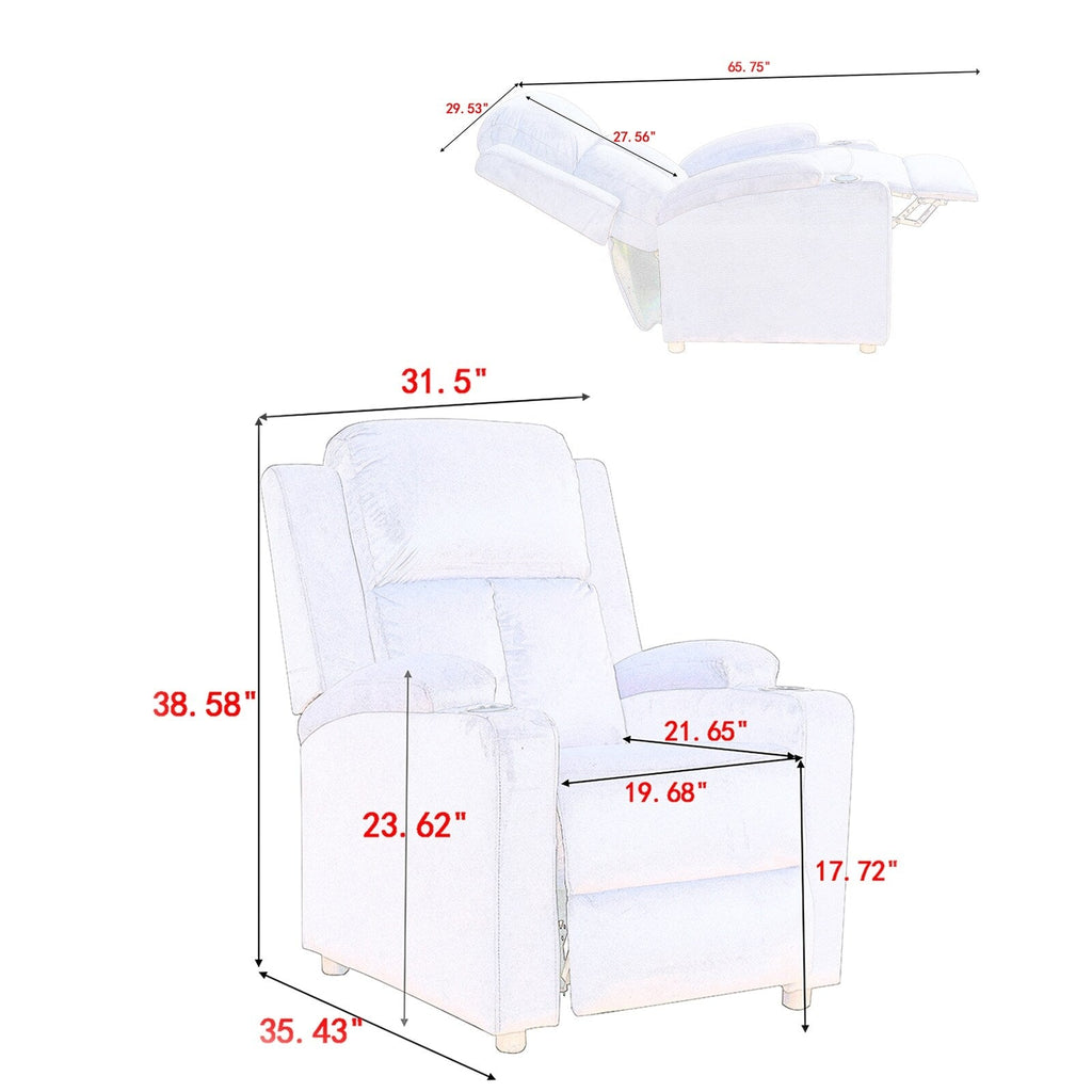 Fauteuil inclinable de 31,5 po de large avec 2 porte-gobelets