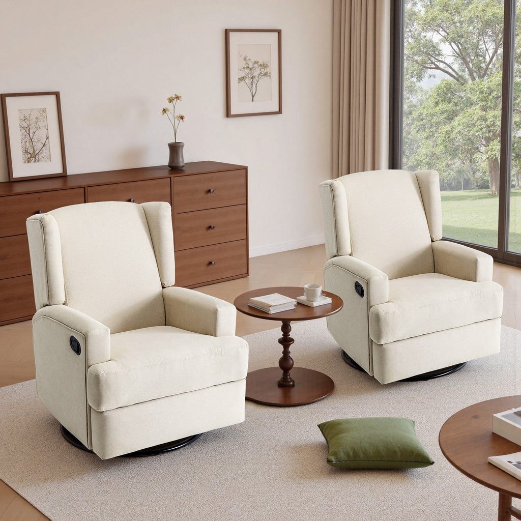 Fauteuil inclinable pivotant manuel de 31 po de largeur pour chambre d'enfant, ensemble de 2