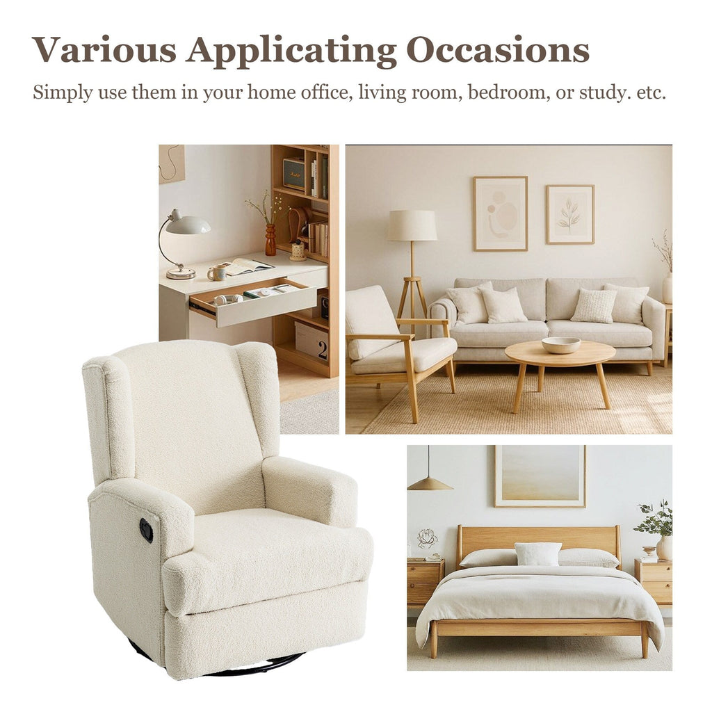 Fauteuil inclinable pivotant manuel de 31 po de largeur pour chambre d'enfant, ensemble de 2