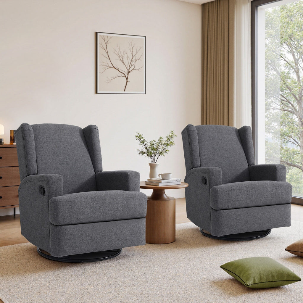 Fauteuil inclinable pivotant manuel de 31 po de largeur pour chambre d'enfant, ensemble de 2