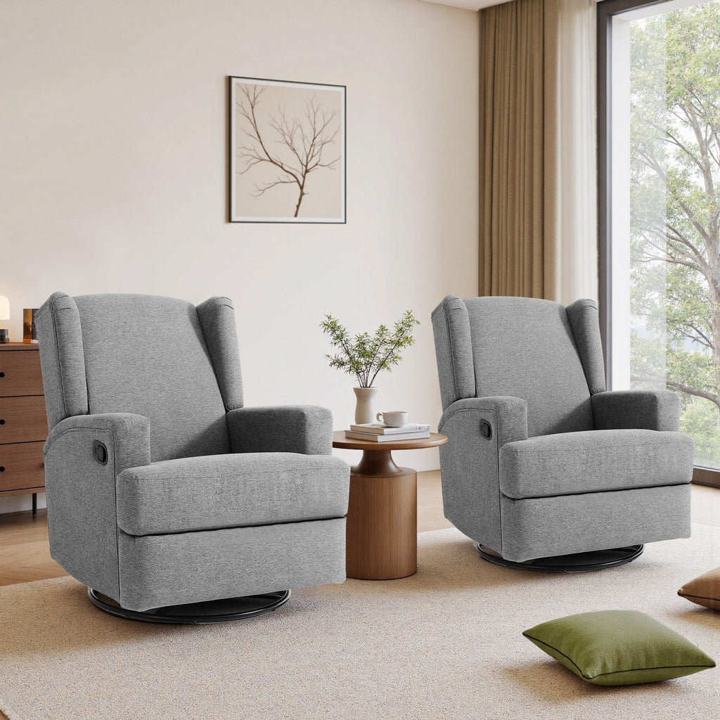 Fauteuil inclinable pivotant manuel de 31 po de largeur pour chambre d'enfant, ensemble de 2