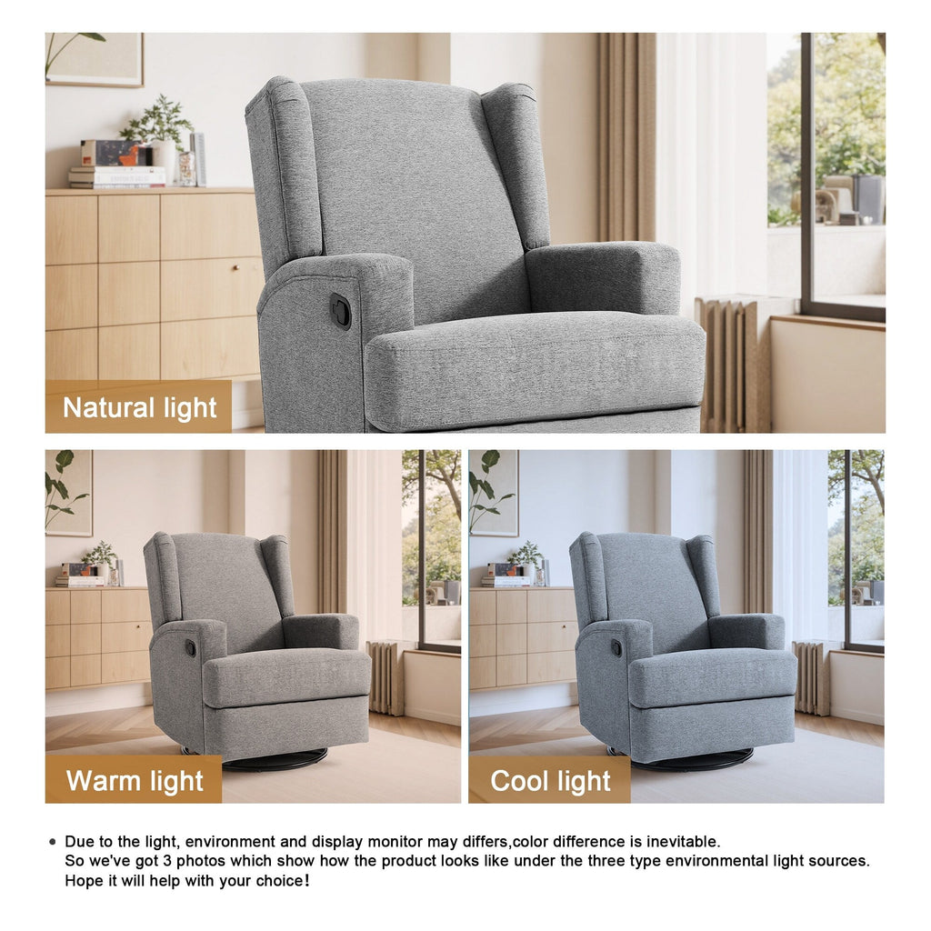 Fauteuil inclinable pivotant manuel de 31 po de largeur pour chambre d'enfant, ensemble de 2