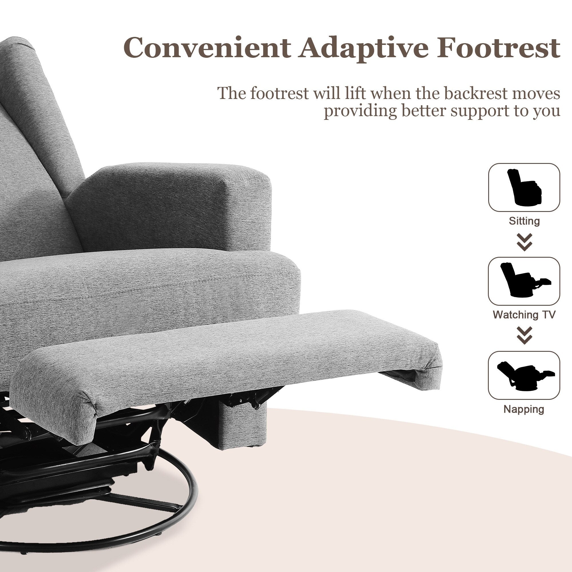 Fauteuil inclinable pivotant à oreilles de 31 po de largeur pour chambre d'enfant