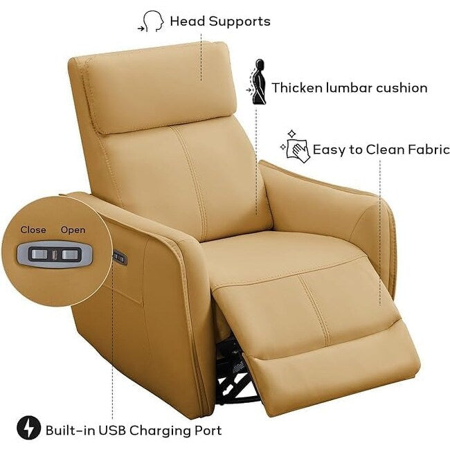 Fauteuil inclinable pivotant et électrique de 32,3 pouces de large avec ports USB