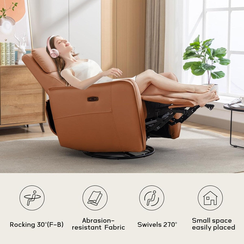 Fauteuil inclinable pivotant et électrique de 32,3 pouces de large avec ports USB