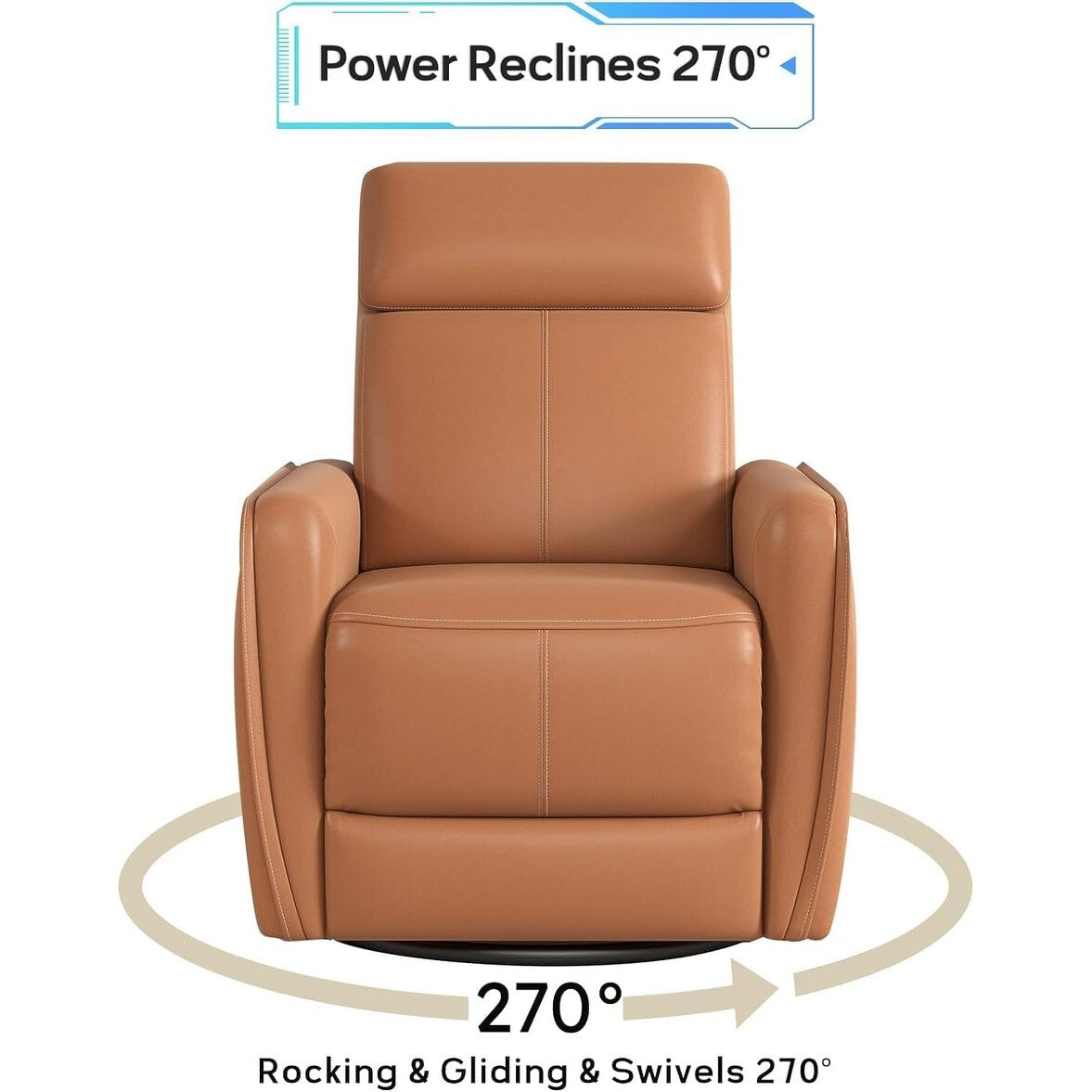 Fauteuil inclinable pivotant et électrique de 32,3 pouces de large avec ports USB