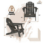 Ensemble de 5 foyers extérieurs en métal de 34,5 po, table et chaises Adirondack avec porte-gobelet et porte-parapluie