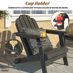 Ensemble de 5 foyers extérieurs en métal de 34,5 po, table et chaises Adirondack avec porte-gobelet et porte-parapluie