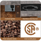 Ensemble de 5 foyers extérieurs en métal de 34,5 po, table et chaises Adirondack avec porte-gobelet et porte-parapluie