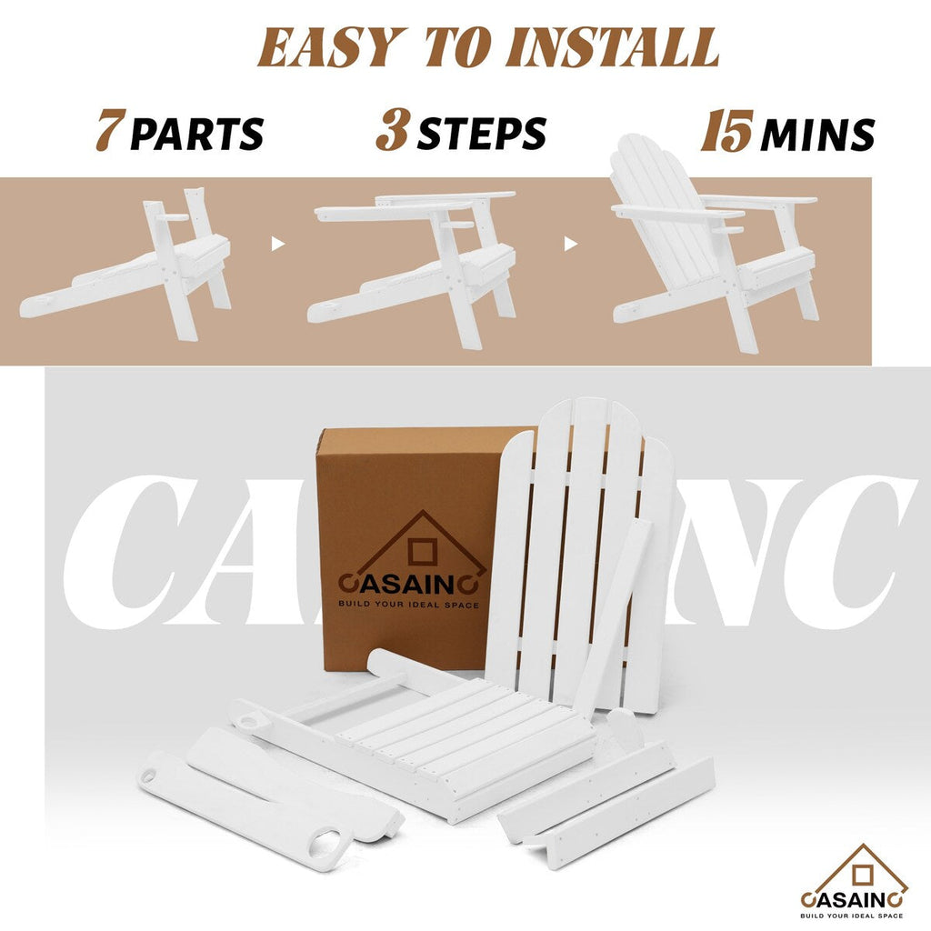 Ensemble de 5 foyers extérieurs en métal de 34,5 po, table et chaises Adirondack avec porte-gobelet et porte-parapluie