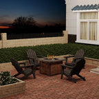 Ensemble de 5 foyers extérieurs en métal de 34,5 po, table et chaises Adirondack avec porte-gobelet et porte-parapluie