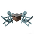 Ensemble de 5 foyers extérieurs en métal de 34,5 po, table et chaises Adirondack avec porte-gobelet et porte-parapluie