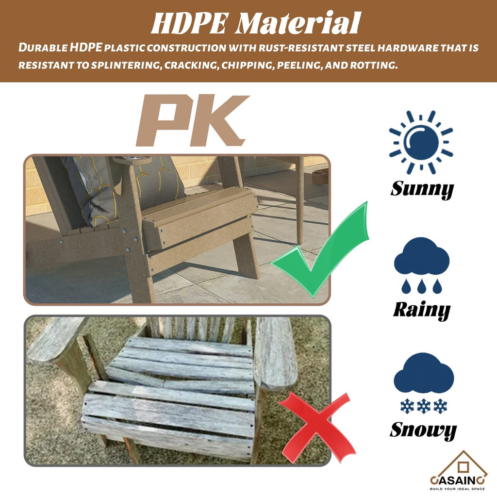 Ensemble de 5 foyers extérieurs en métal de 34,5 po, table et chaises Adirondack avec porte-gobelet et porte-parapluie