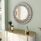 Miroir mural rond avec accents en cristal