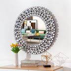 Miroir mural rond avec accents en cristal