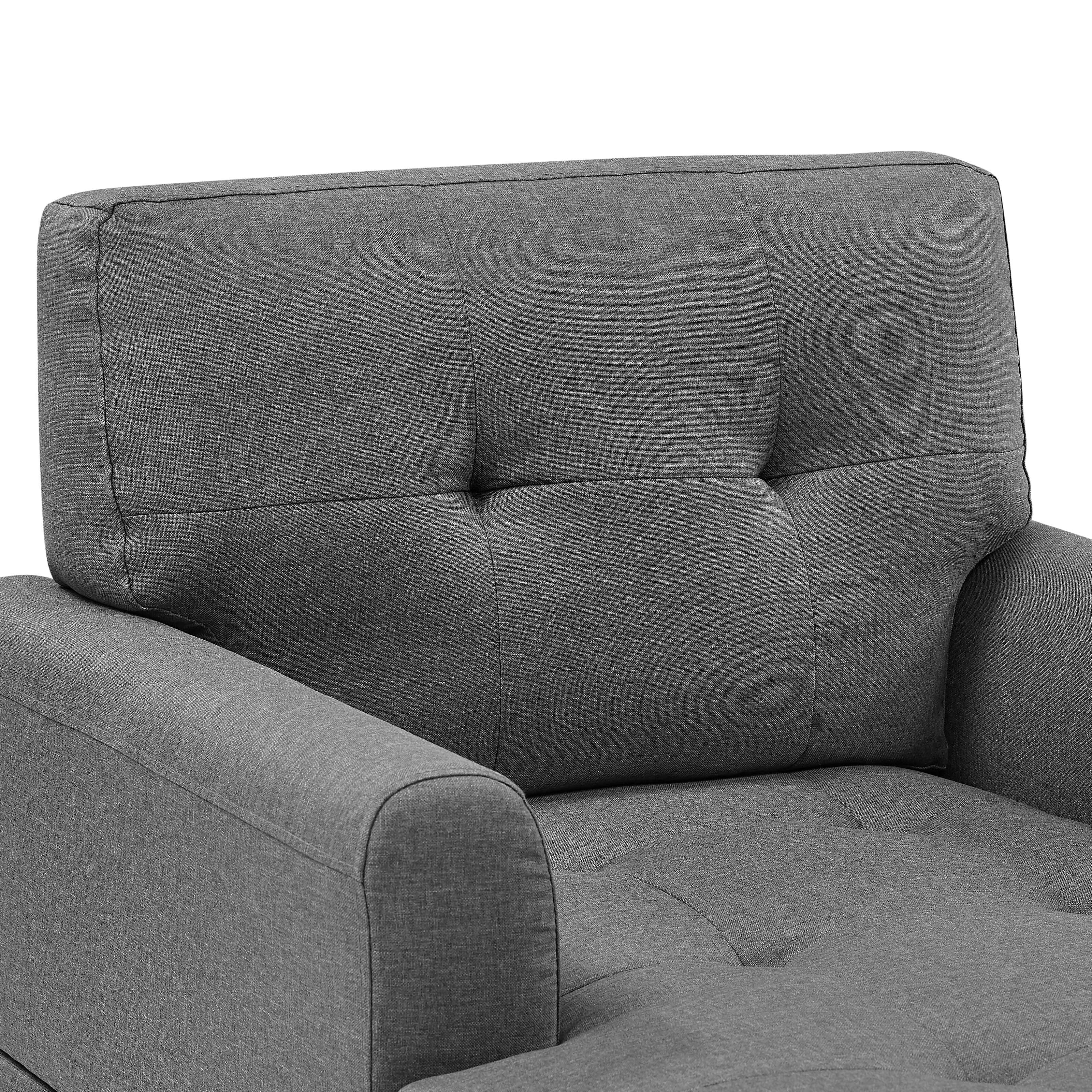 Chaise longue large de 34 po, rembourrage doux, mélange de polyester durable, siège et dossier capitonnés à boutons offrant un style et un confort intemporels