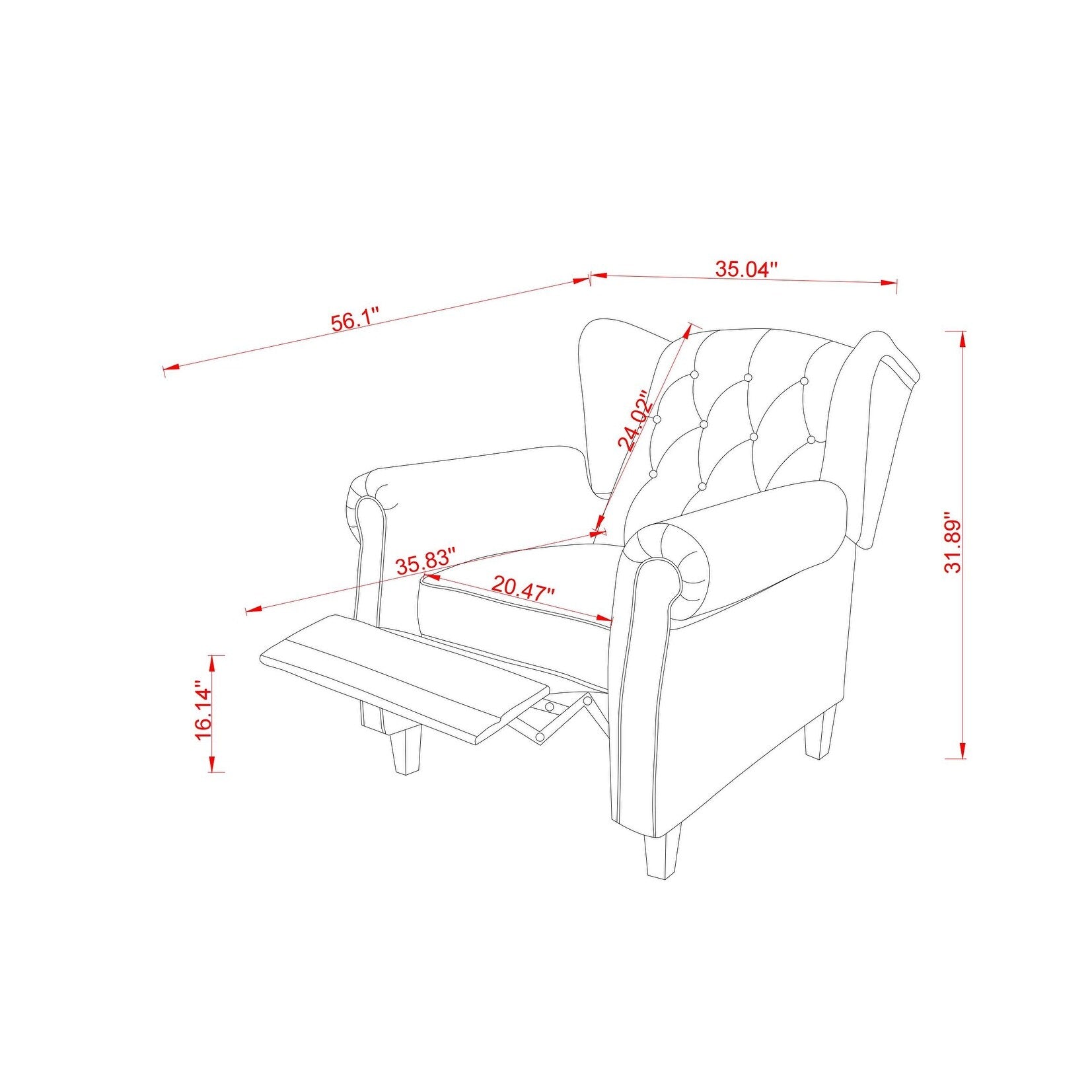 Fauteuil capitonné réglable 35.04 avec pieds robustes