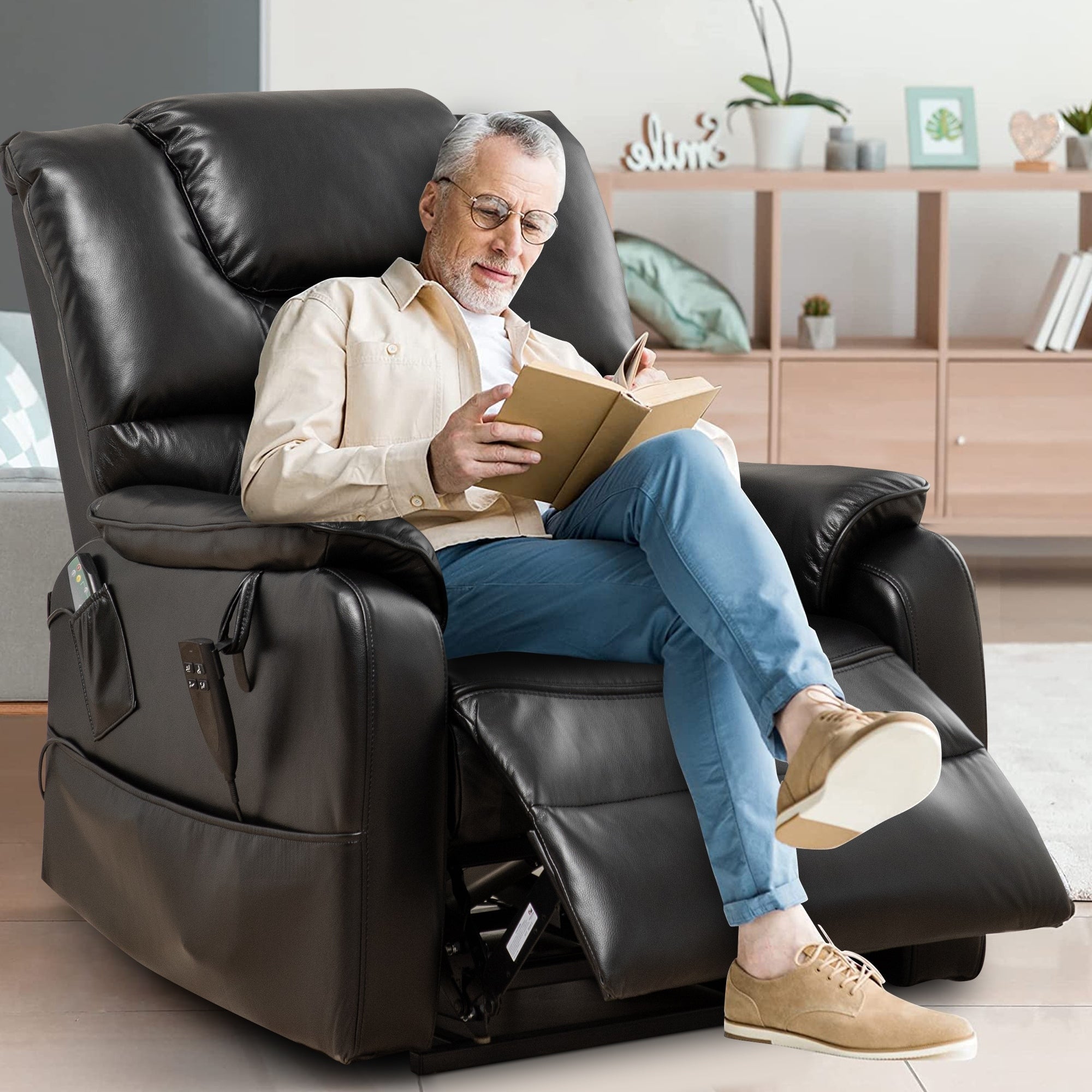 Fauteuil inclinable électrique double de 35,5 W, massage et chauffage, 180 degrés