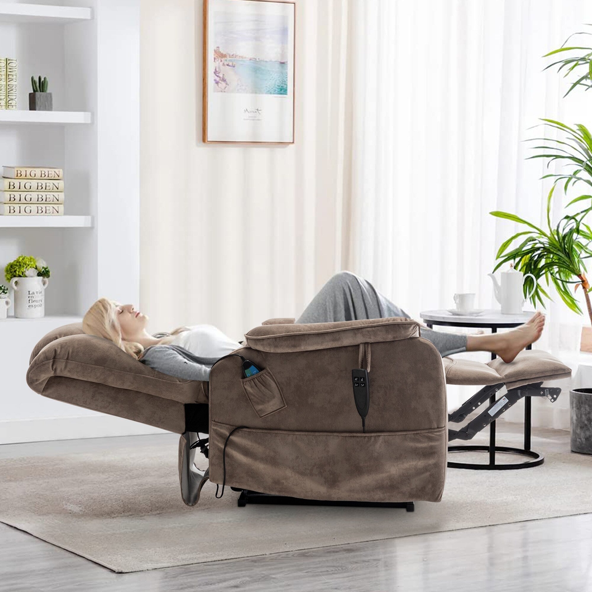 Fauteuil inclinable électrique double de 35,5 W, massage et chauffage, 180 degrés