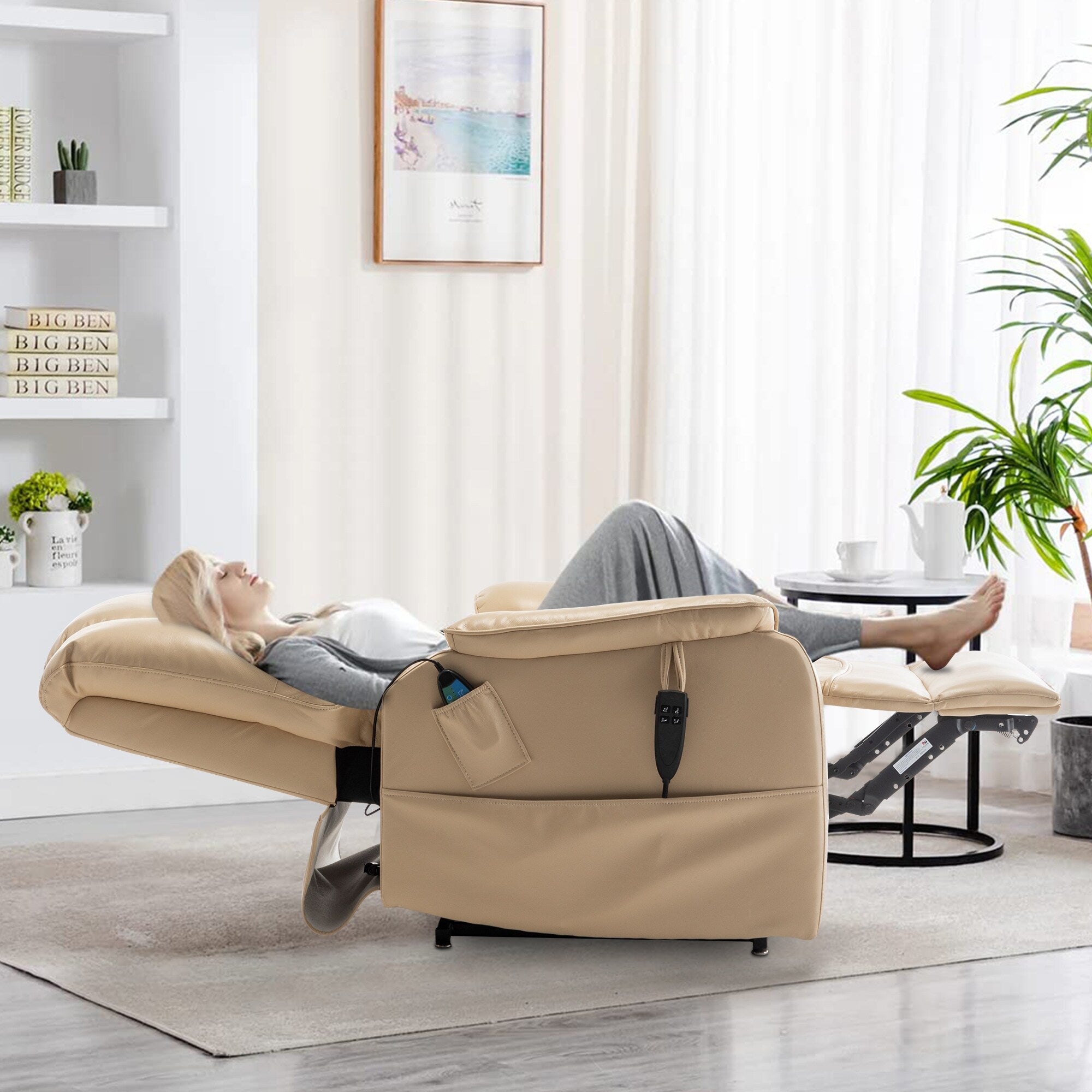 Fauteuil inclinable électrique double de 35,5 W, massage et chauffage, 180 degrés