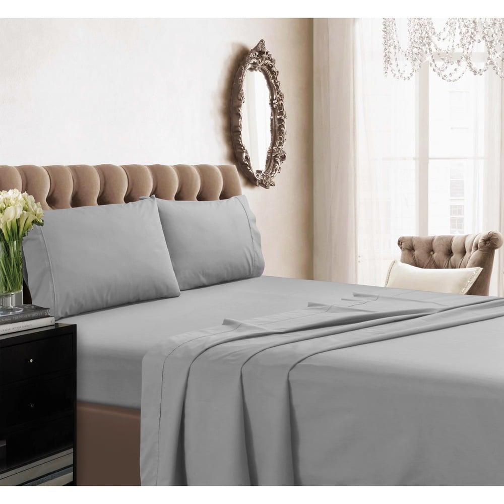 Parure de draps en percale de coton extra 350 fils avec poche profonde et drap plat surdimensionné