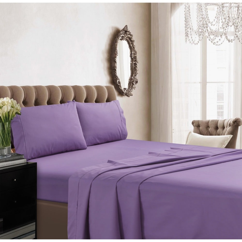 Parure de draps en percale de coton extra 350 fils avec poche profonde et drap plat surdimensionné