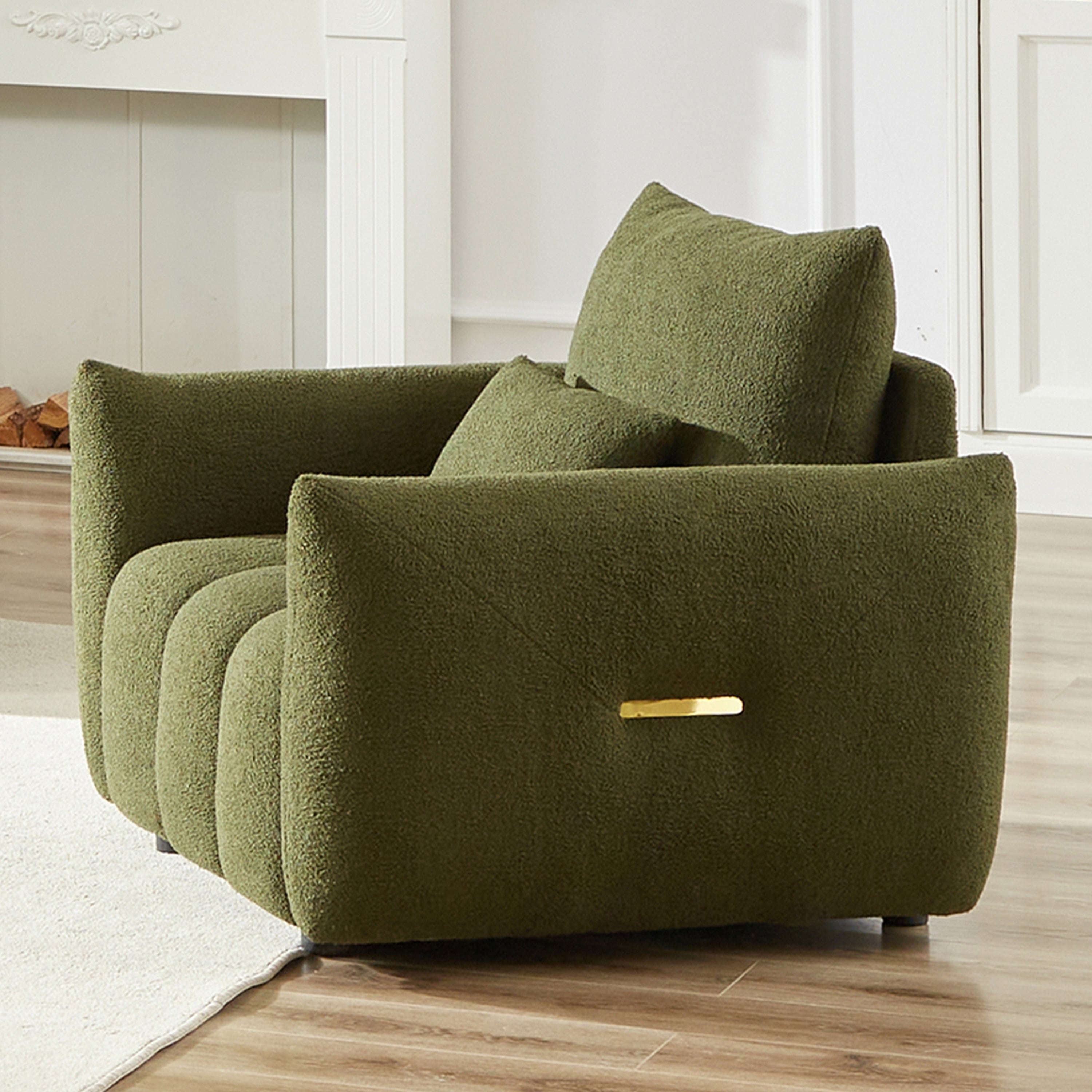 Canapé en tissu Teddy 36,8 pouces, fauteuil de salon moderne pour appartement, bureau, salon et chambre, vert