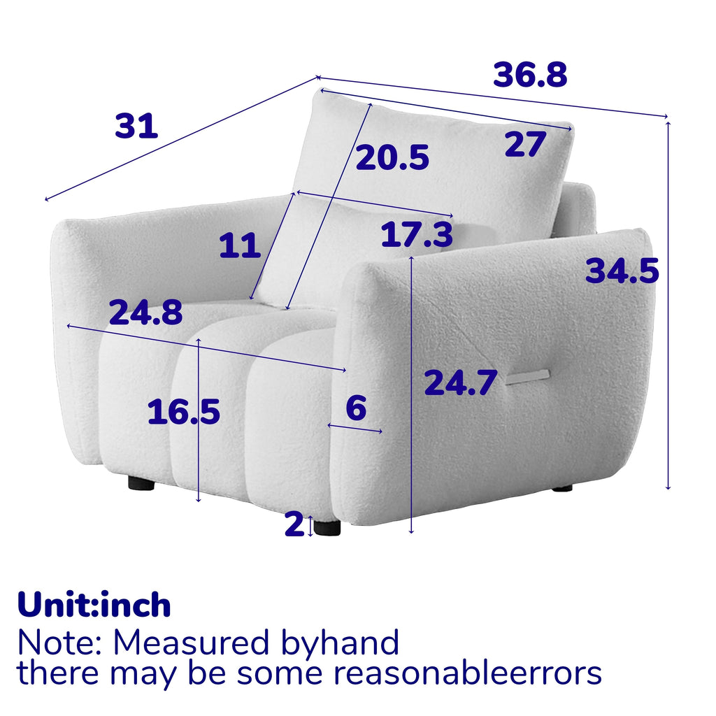 Canapé en tissu Teddy 36,8 pouces, fauteuil de salon moderne pour appartement, bureau, salon et chambre, vert